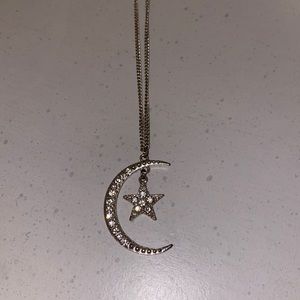 Sparkly Moon & Dangle Star Necklace